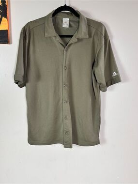 adidas Men’s Olive Button-Down Short Sleeve Shirt